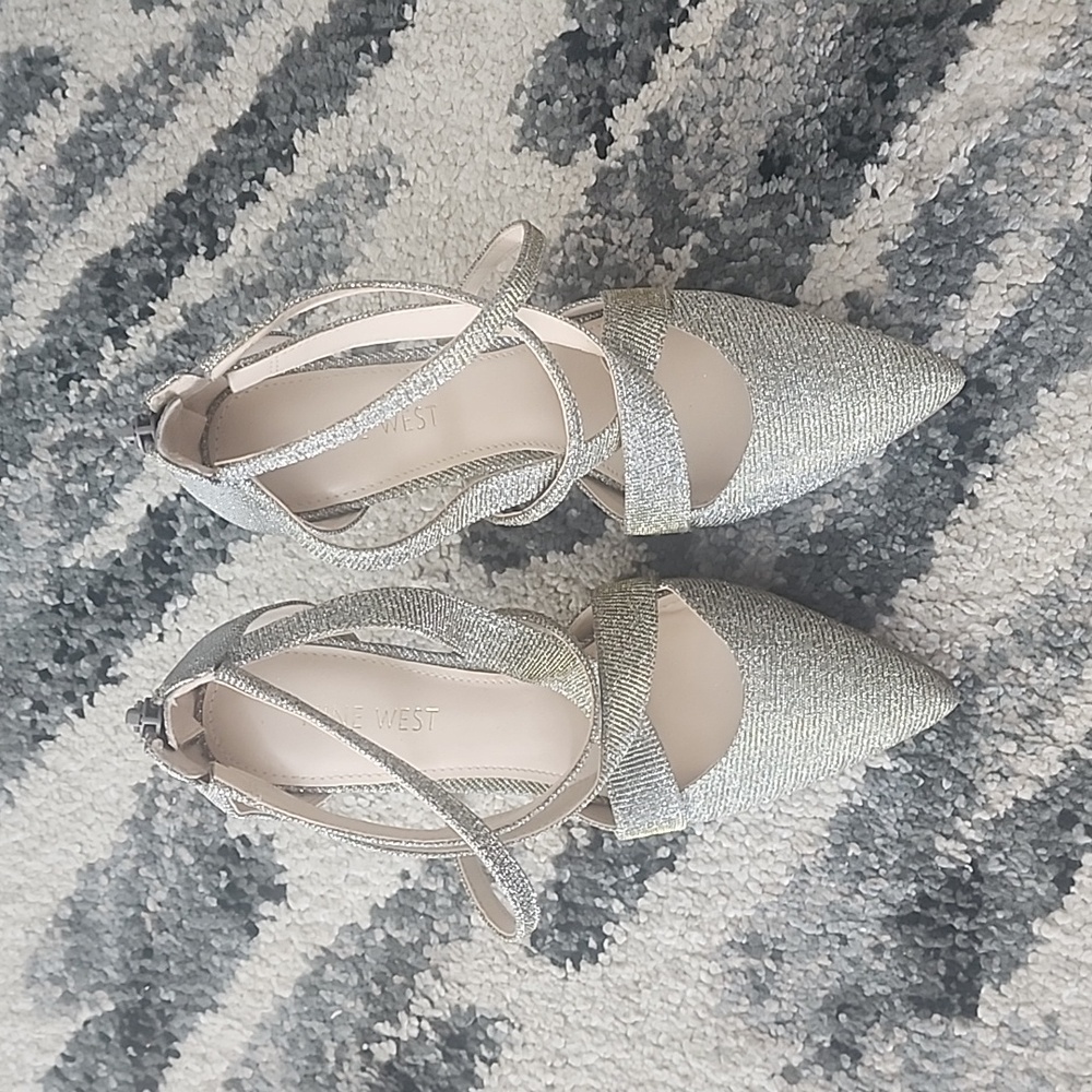 Nine West Glittery Strappy Heels, Size 6.5, Worn Once